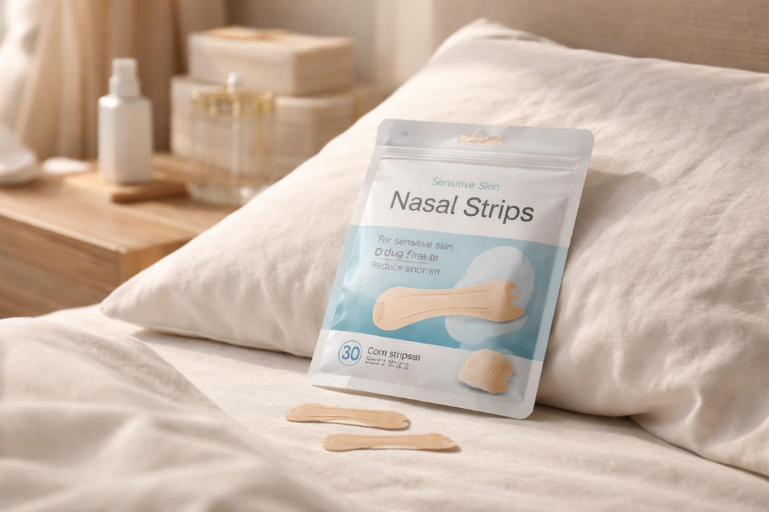 sensitive skin nasal strip pack on pillow