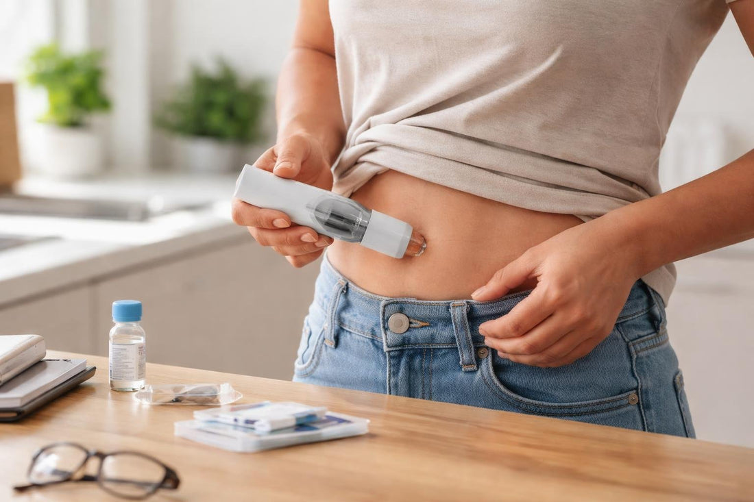 Needle free insulin injector used on abdomen safely