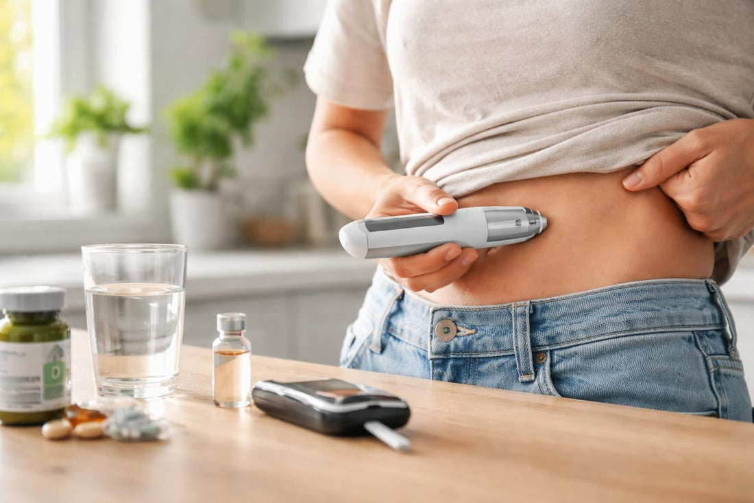 Needle free insulin injection device used on abdomen