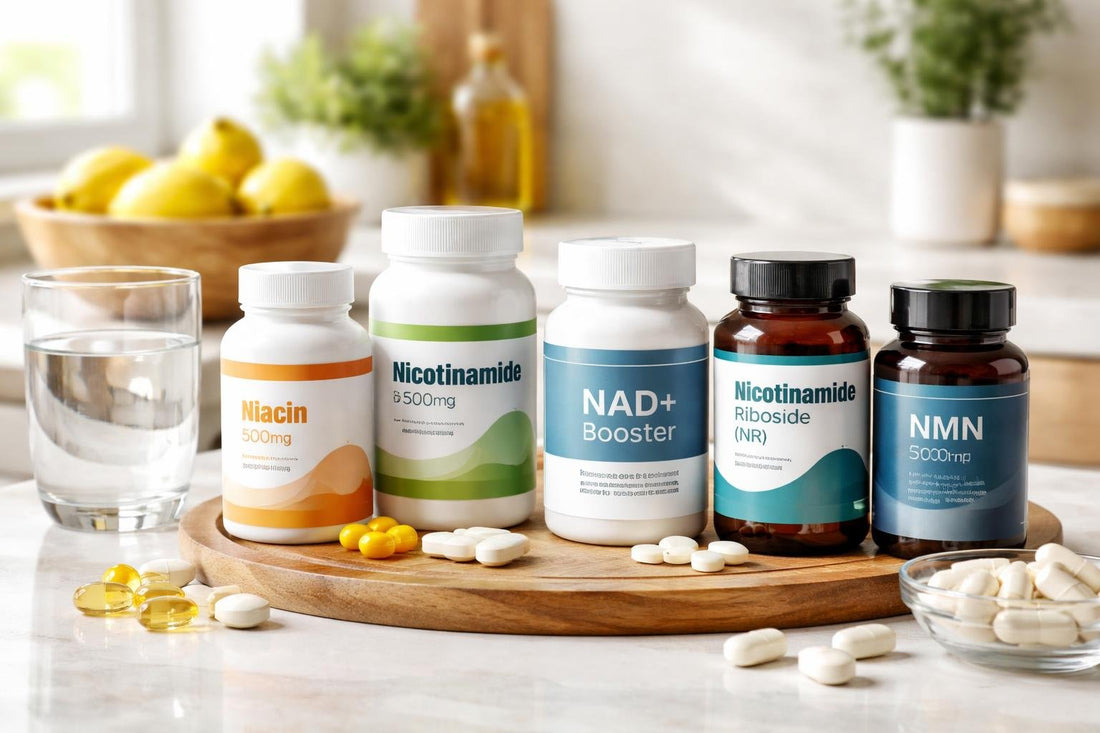 bottles of niacin supplements and alternatives