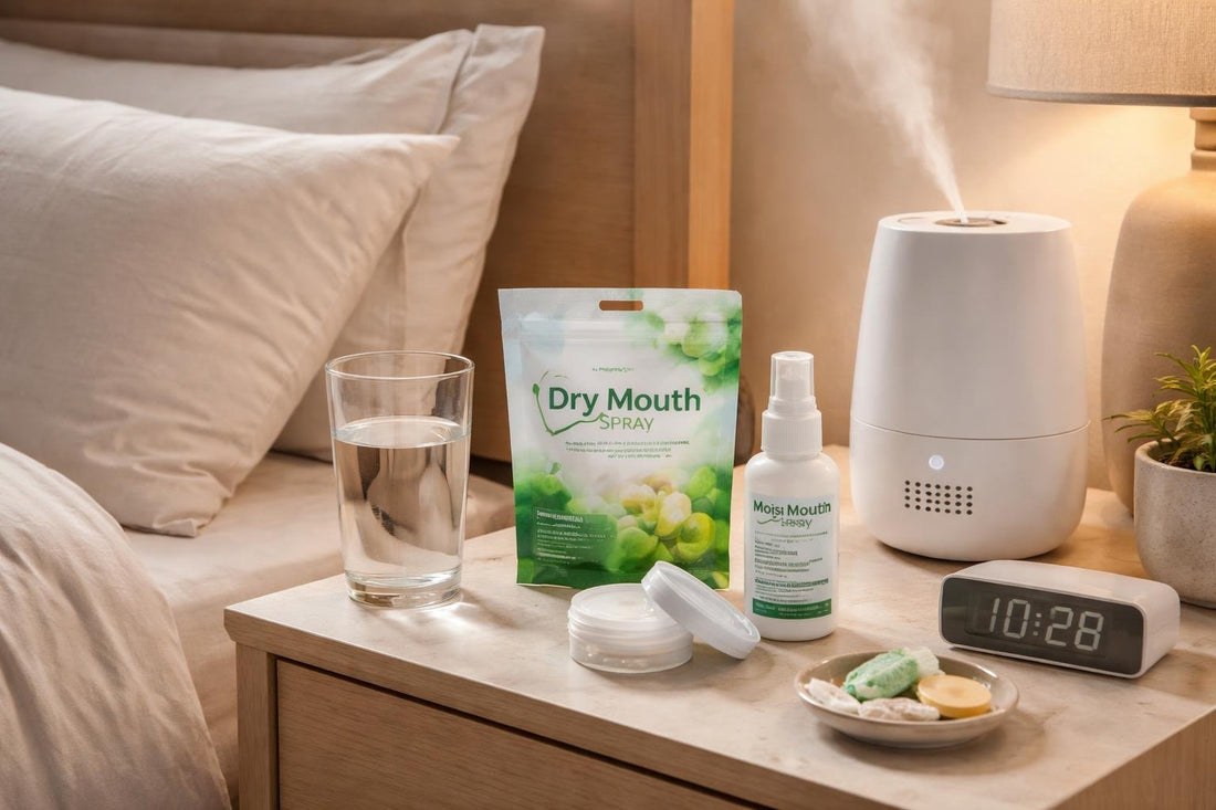 Bedside dry mouth relief essentials for night comfort