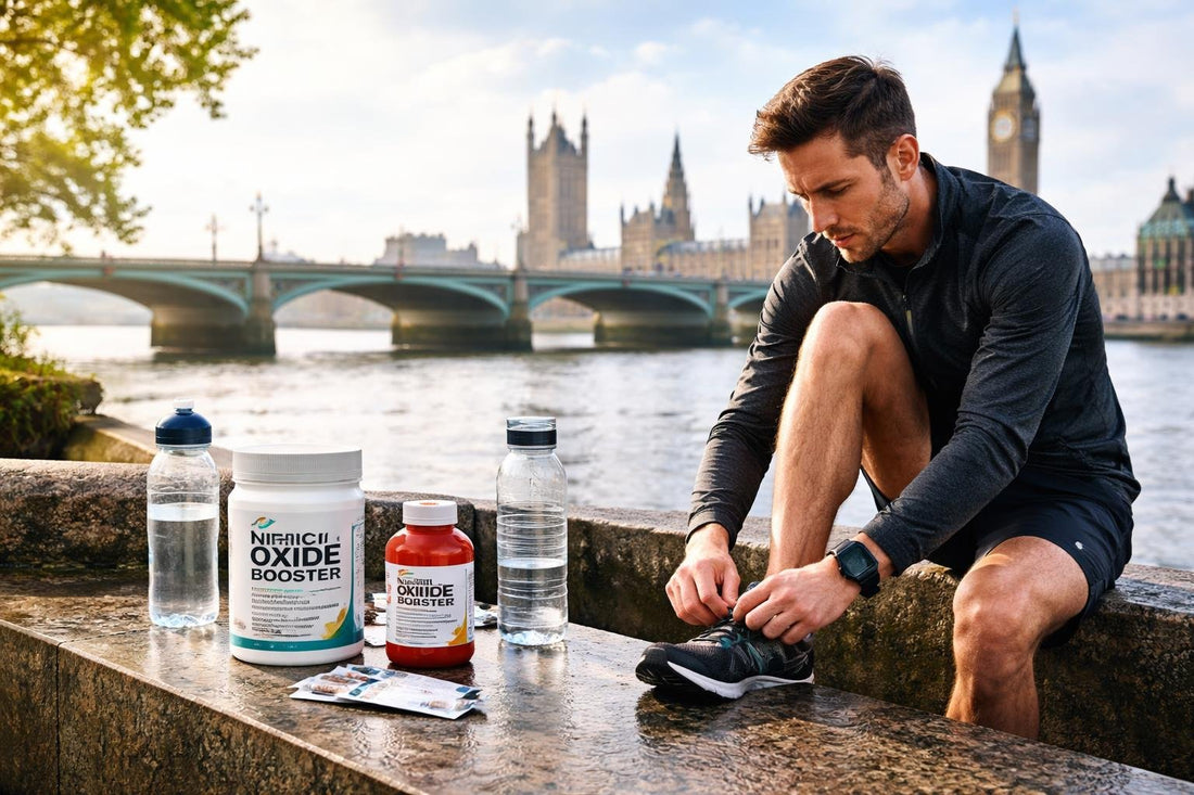 London runner using nitric oxide supplement outdoors