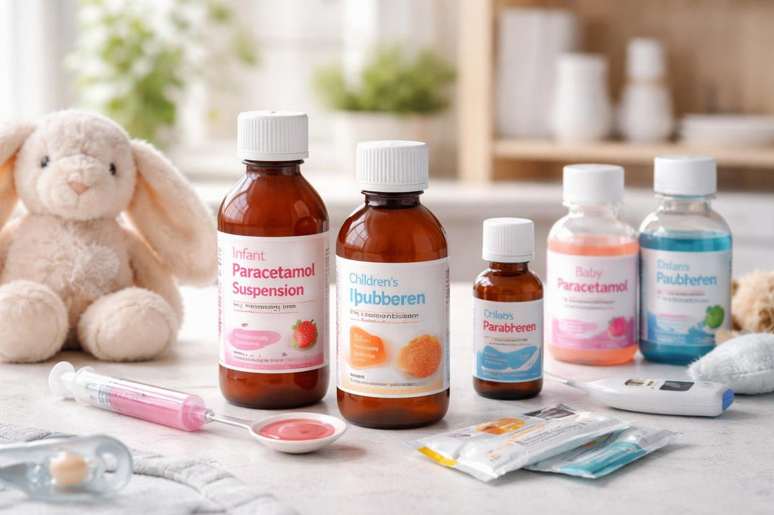 Non-aspirin baby and child pain relief options displayed