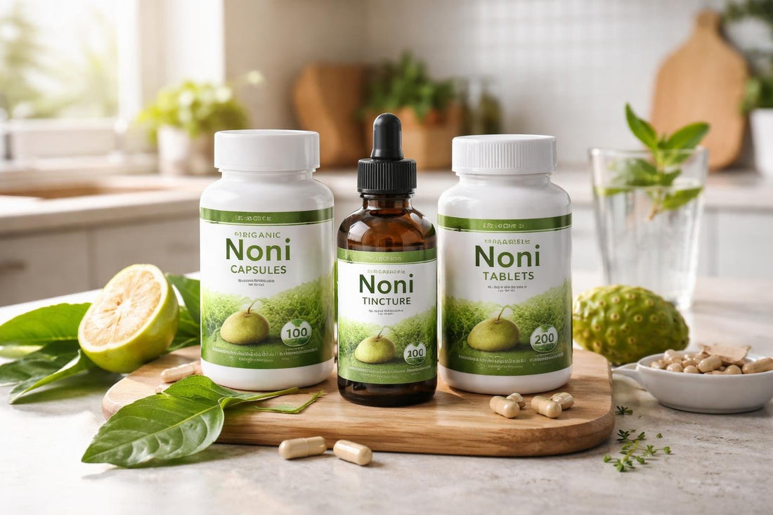 bottles of noni supplements for energy and immunity