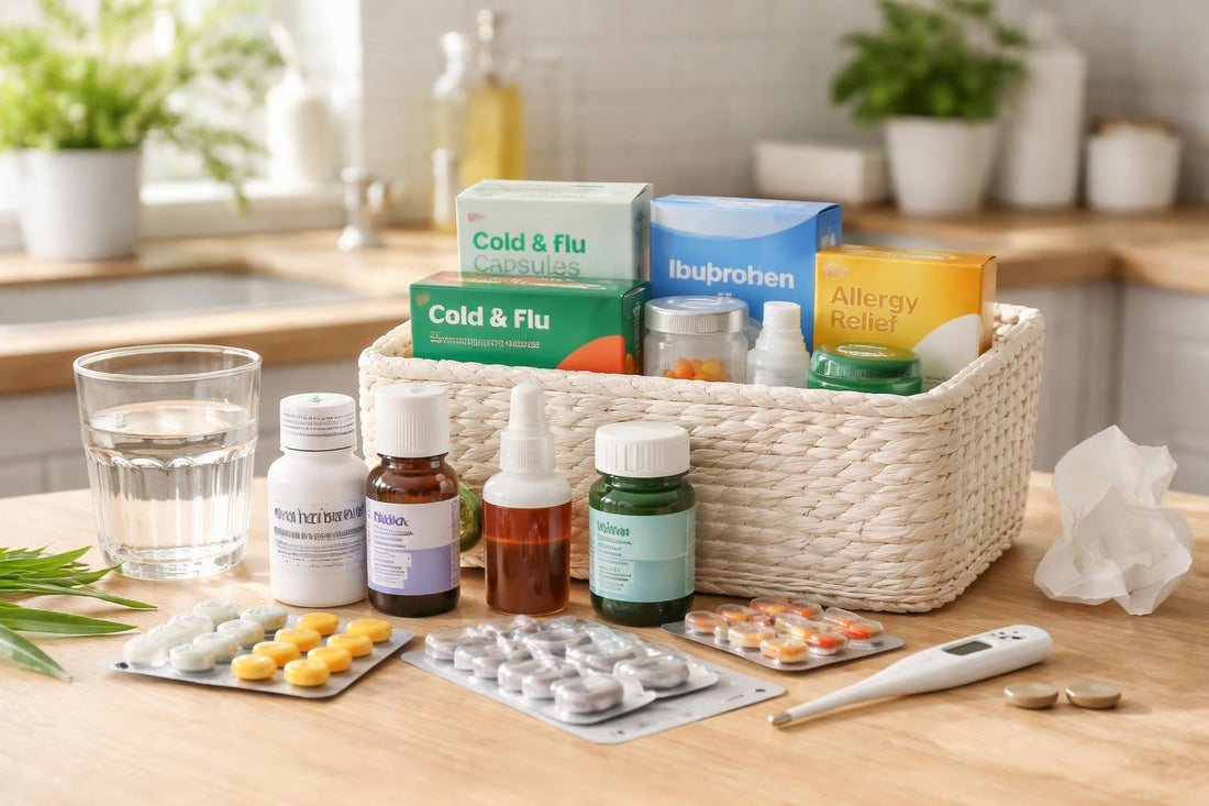 Home medicine cabinet essentials for colds pain and allergies