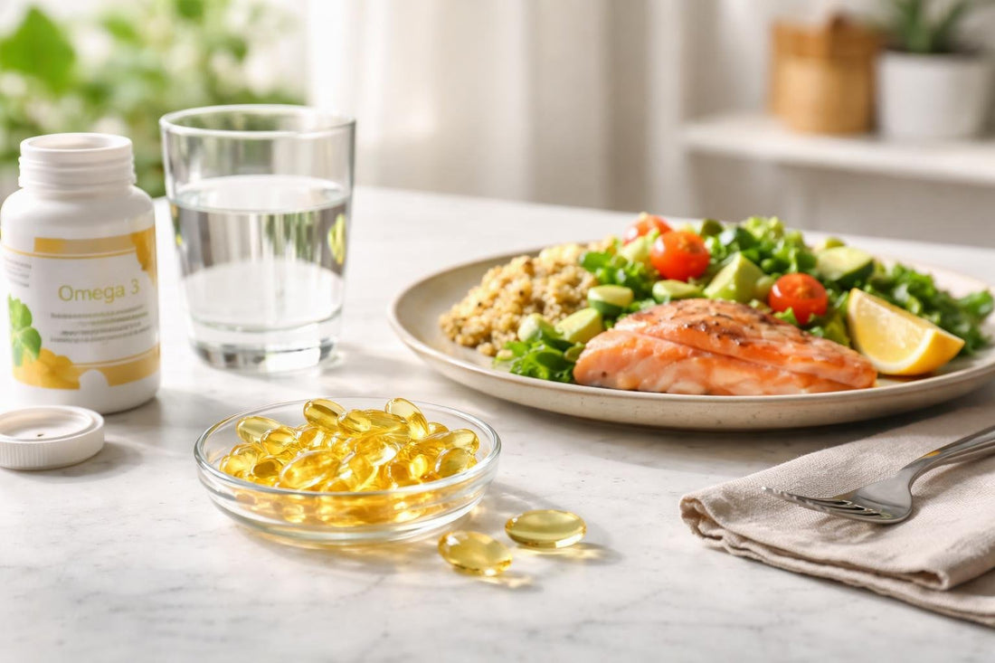 Omega-3 capsules with meal to reduce fishy burps