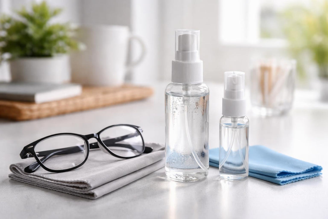 bottle and cloth optical eyeglass cleaning kit