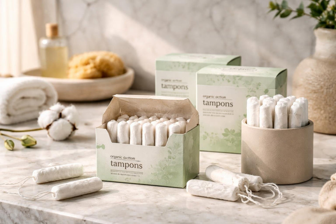 Organic cotton tampons range for sensitive skin and heavy flow