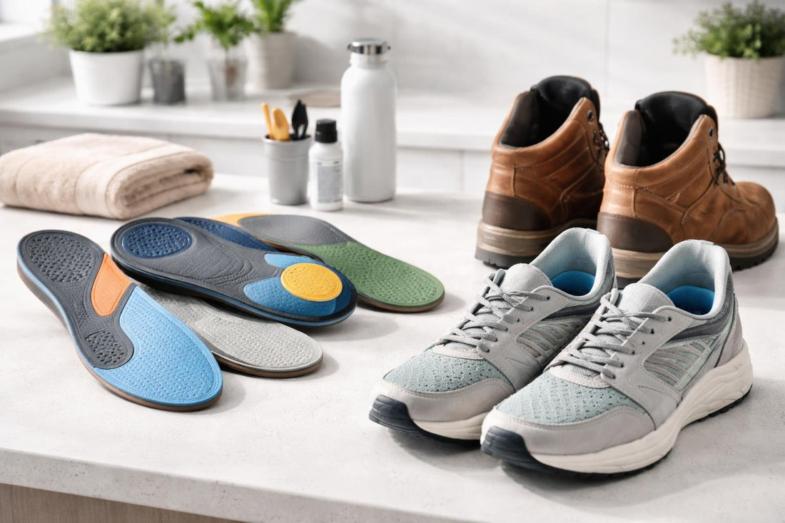 wide-fit orthotic insoles selection in shoes