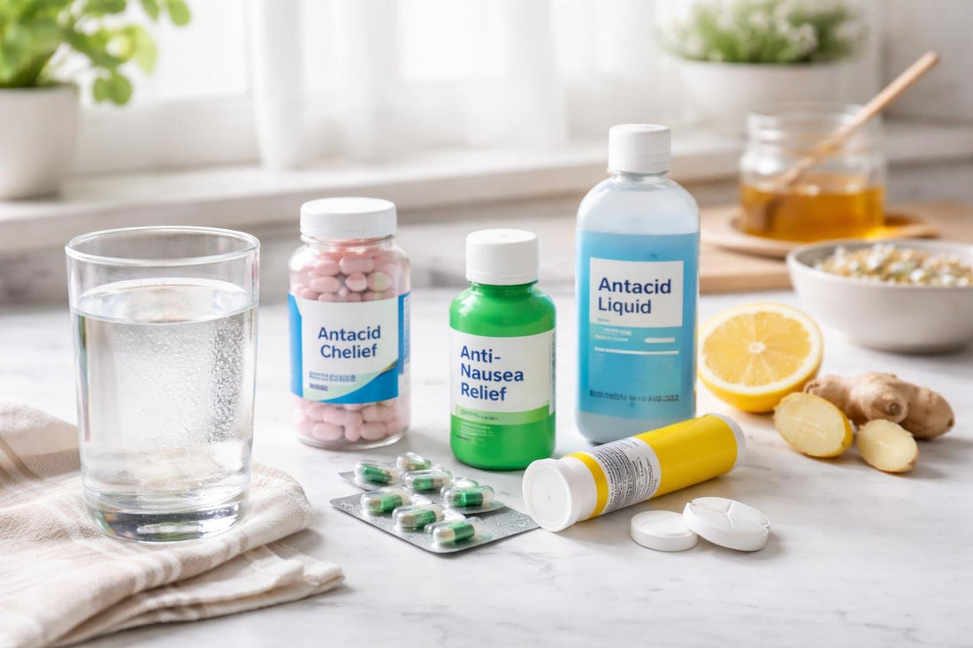 Over the counter remedies and water for nausea relief