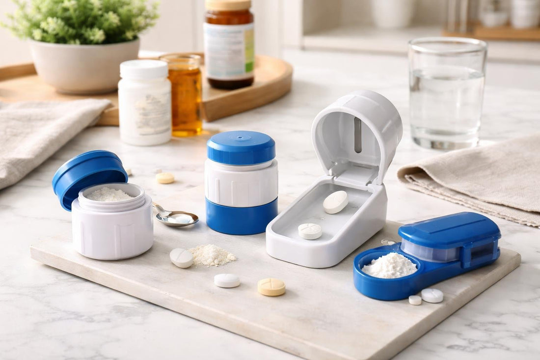 Beginner using pill splitter and crusher at home