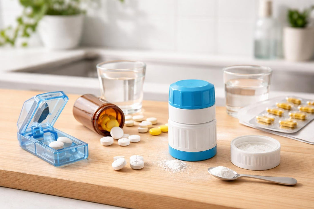 Pill splitter and crusher tools for accurate tablet doses