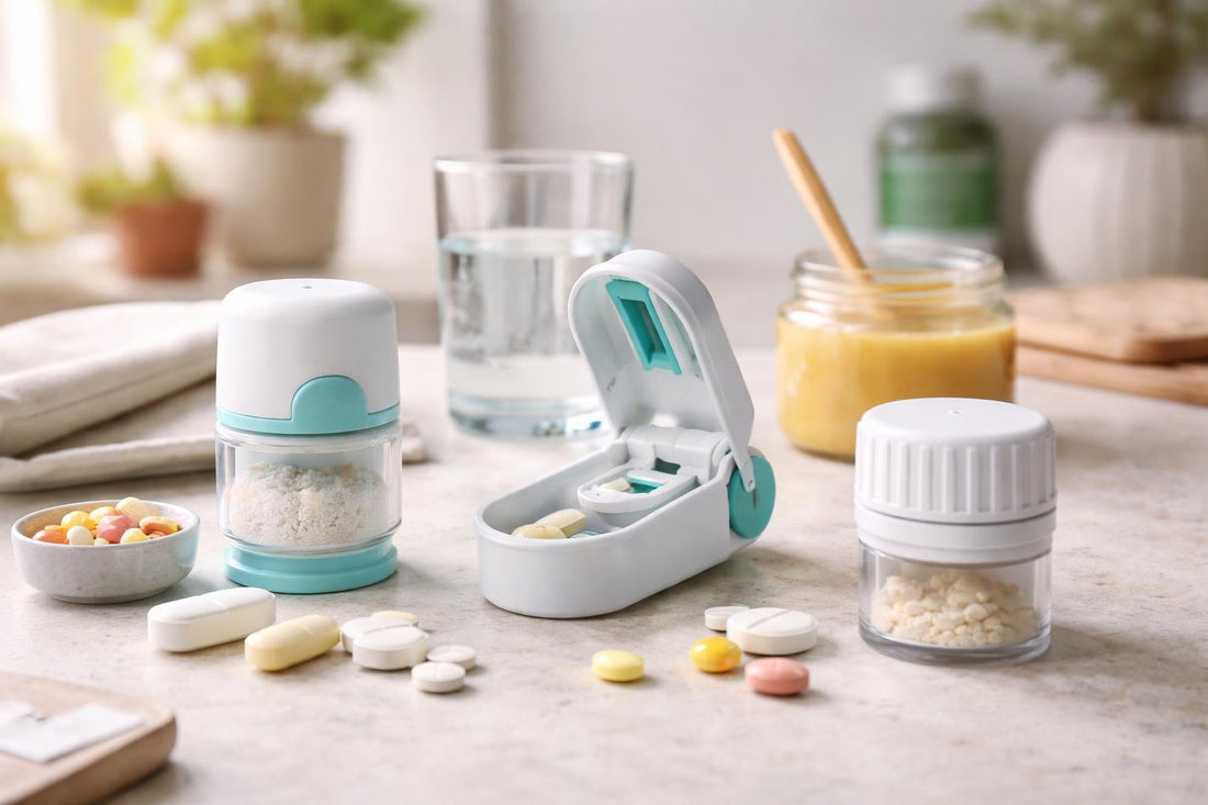 Pill crusher and splitter tools for daily tablets