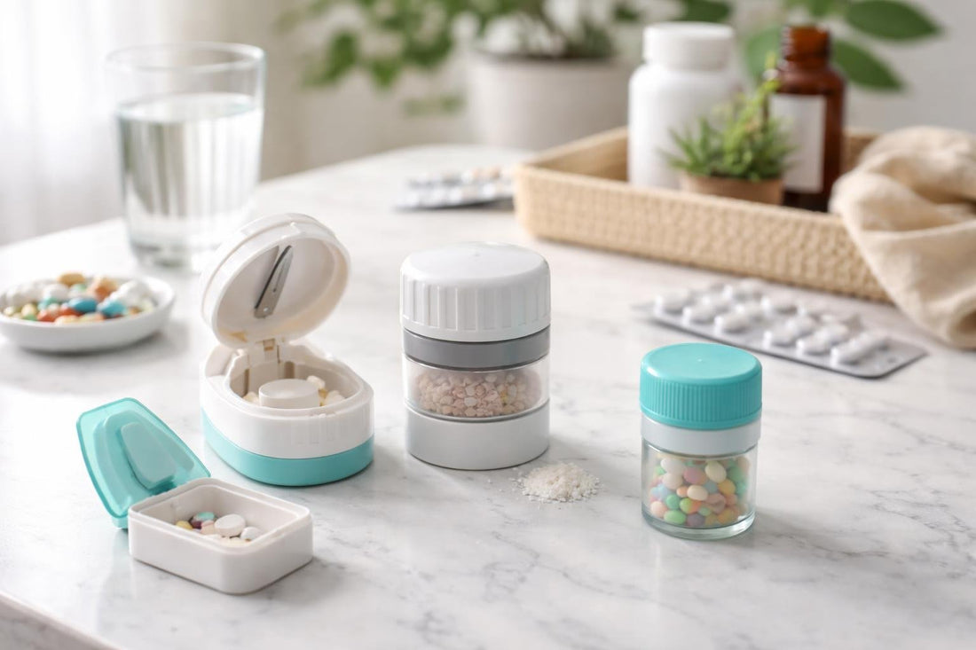 compact pill crusher and splitter on a table