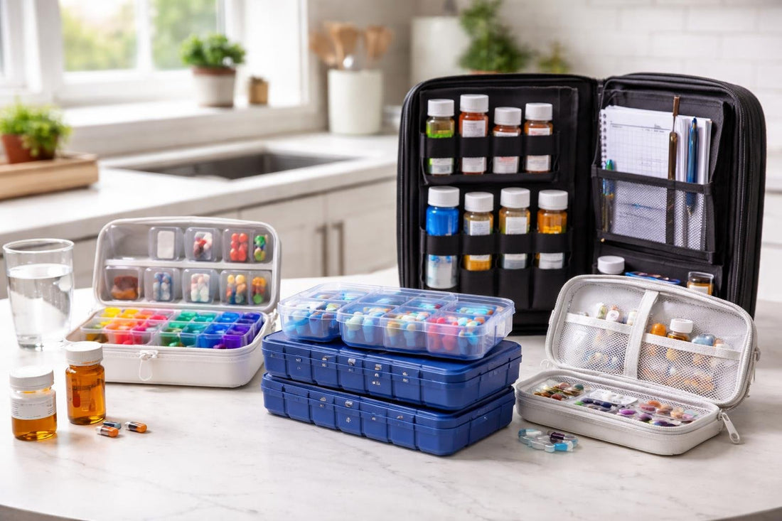 Stacked personal pill organisers and travel cases