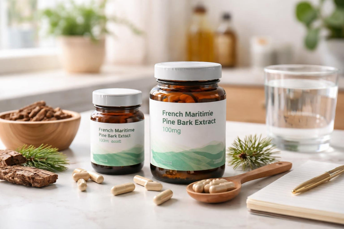 French maritime pine bark extract supplement jars and capsules