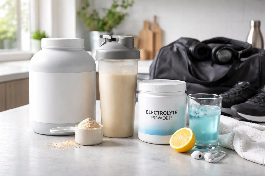 Protein shake and electrolytes after gym workout recovery