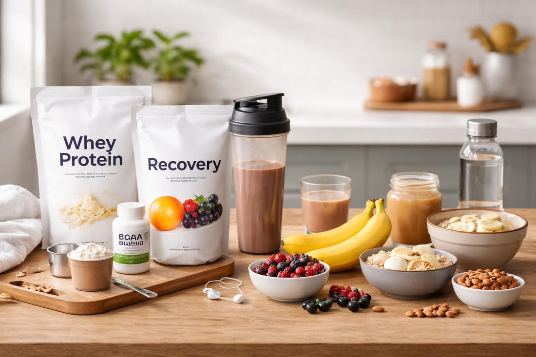 post workout supplements and recovery options display