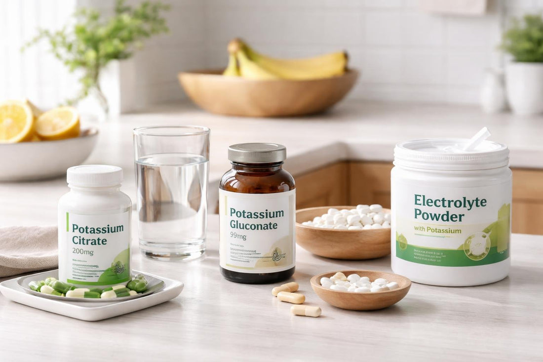 Beginner comparing potassium supplement forms and labels