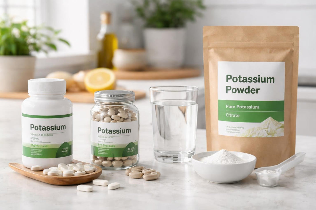 Potassium supplements tablets capsules and powder selection