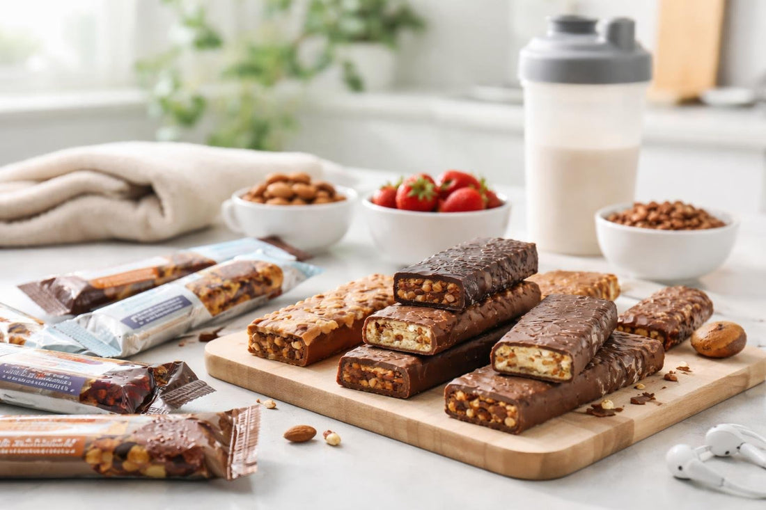 Assorted protein bars for training days and recovery