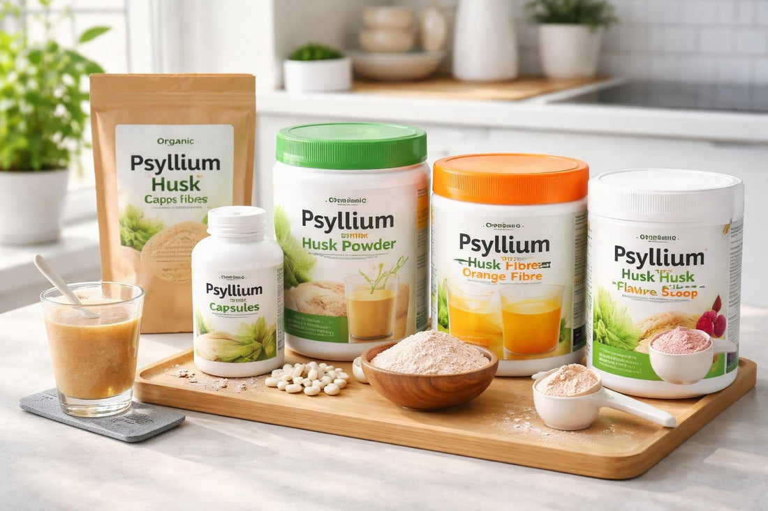 Assorted psyllium products and packaging choices