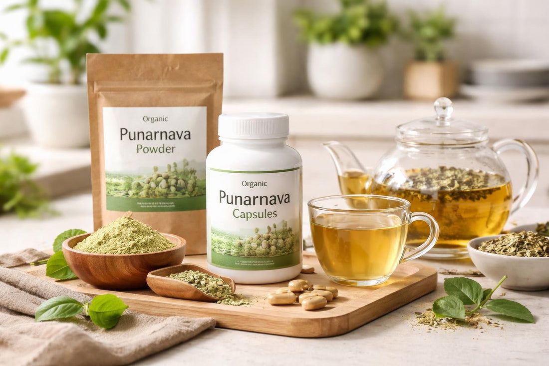 Punarnava capsules, powder and herbal tea options compared