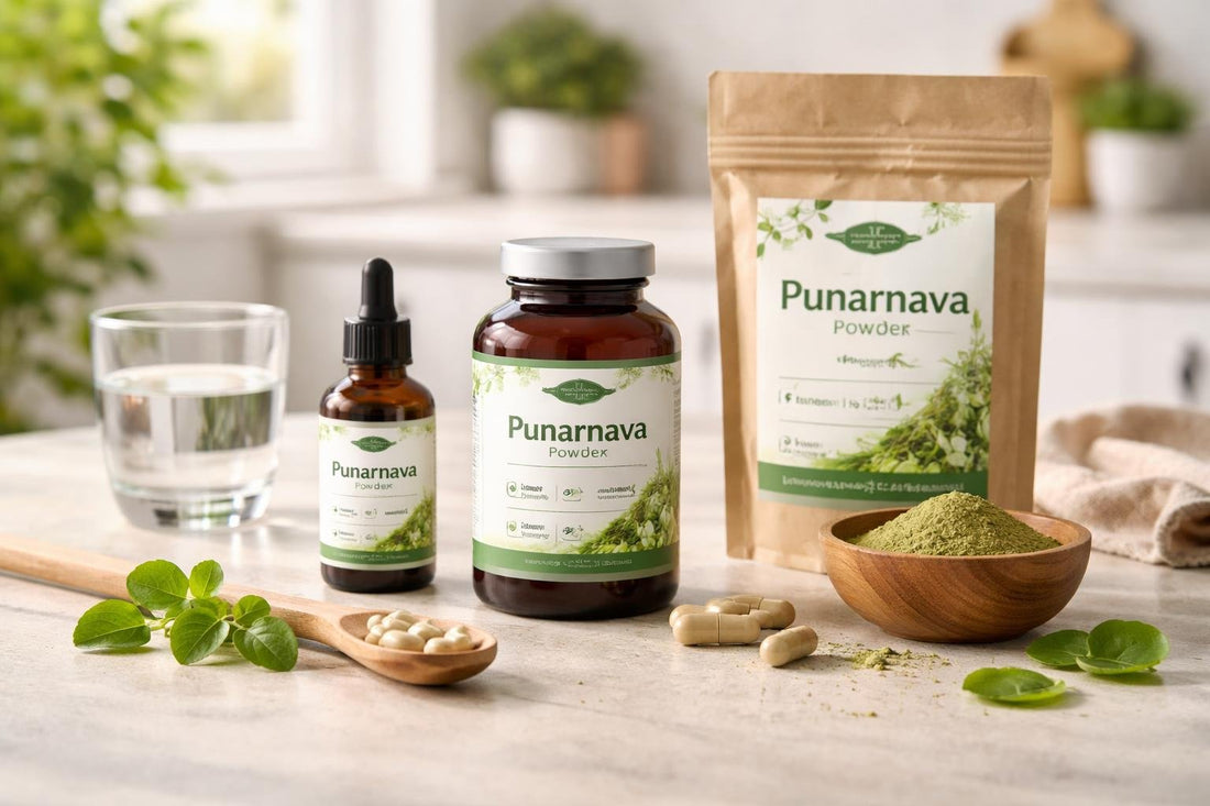 Punarnava herbal supplement bottles with beginner-friendly label tips