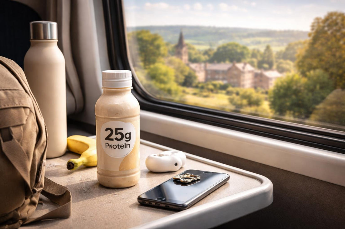 Ready-to-drink protein shake on a Yorkshire commute