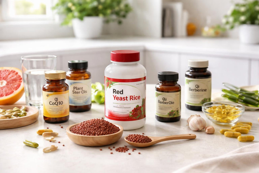 Red yeast rice supplements and alternative products display
