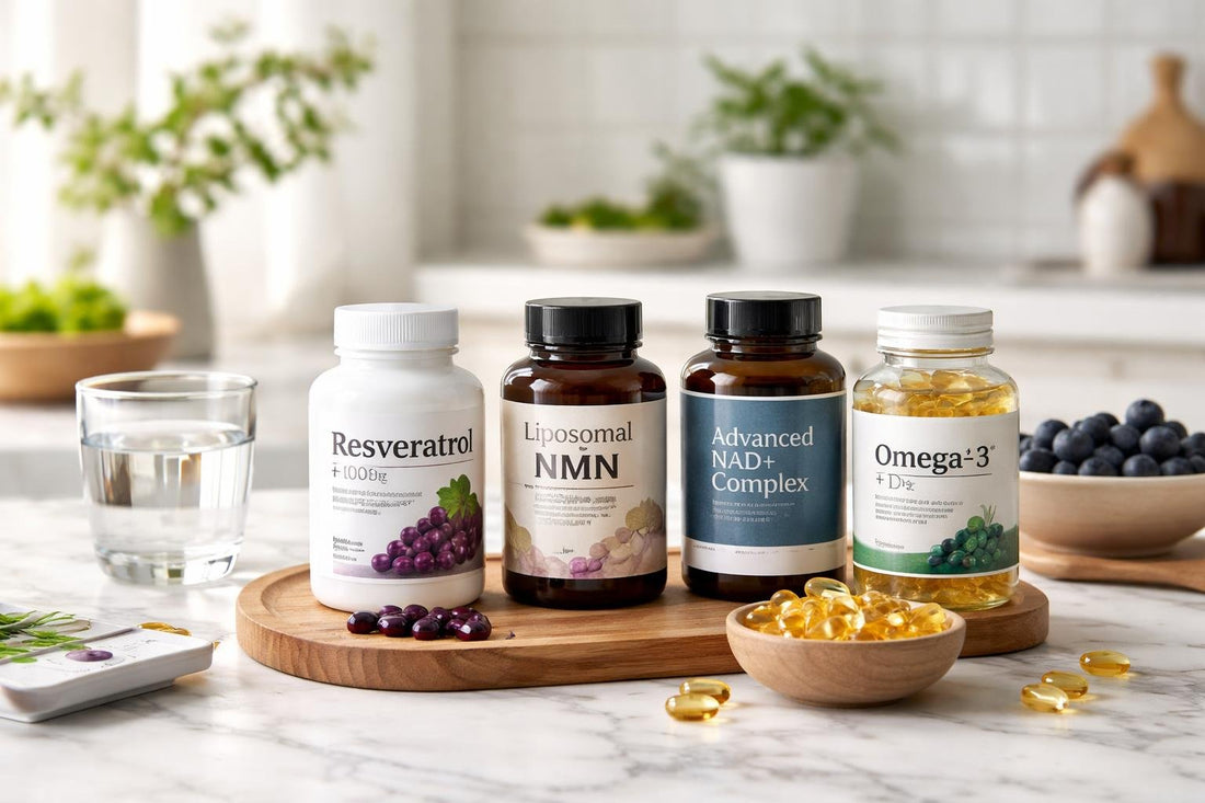 selection of resveratrol supplements on display