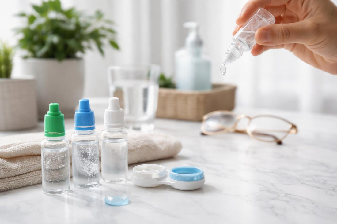 Beginner using rewetting drops with contact lenses comfortably