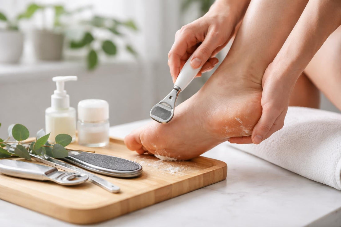 Safe at-home corn and callus trimmer technique on heel