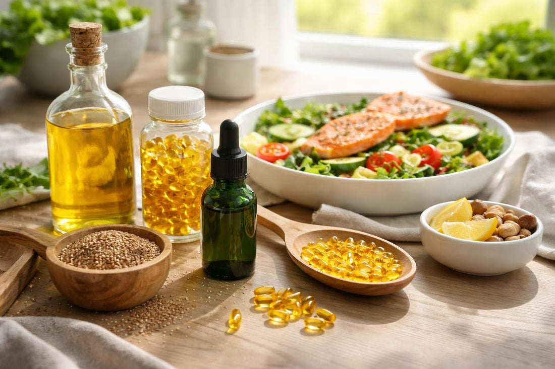 Beginner using omega oils safely with a meal
