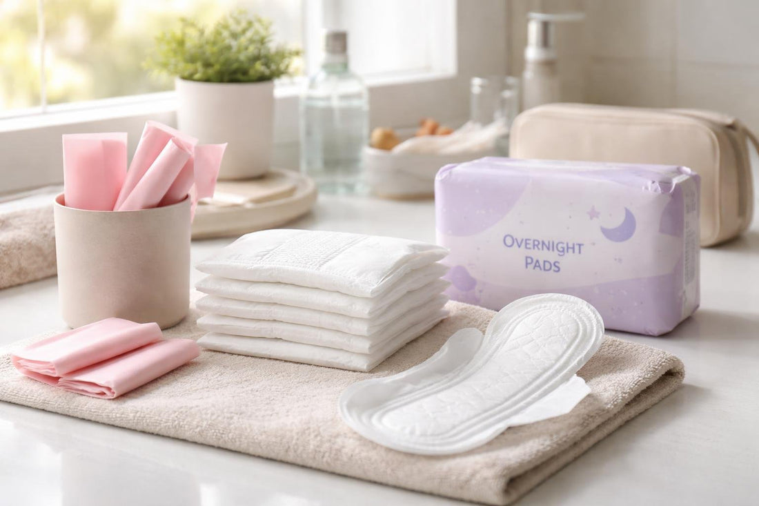 Sanitary napkins, disposal bags and overnight pads for comfort
