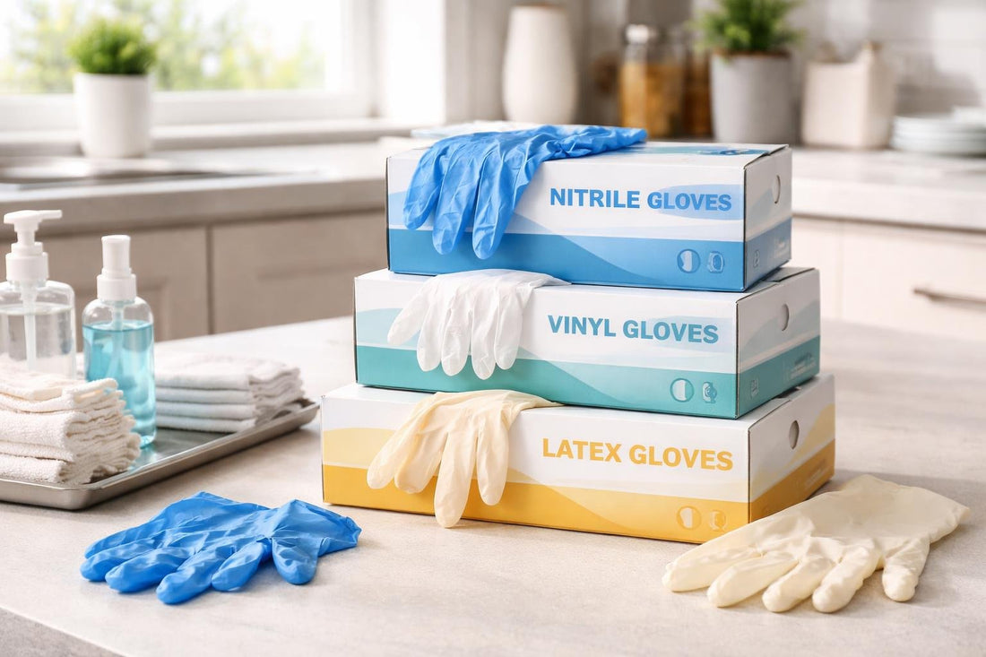 Assortment of sanitary gloves for home care