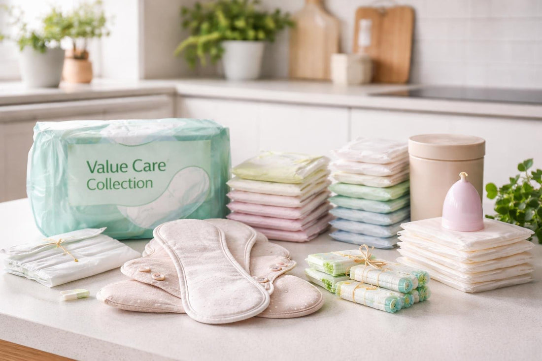 Assorted sanitary napkins and alternatives for