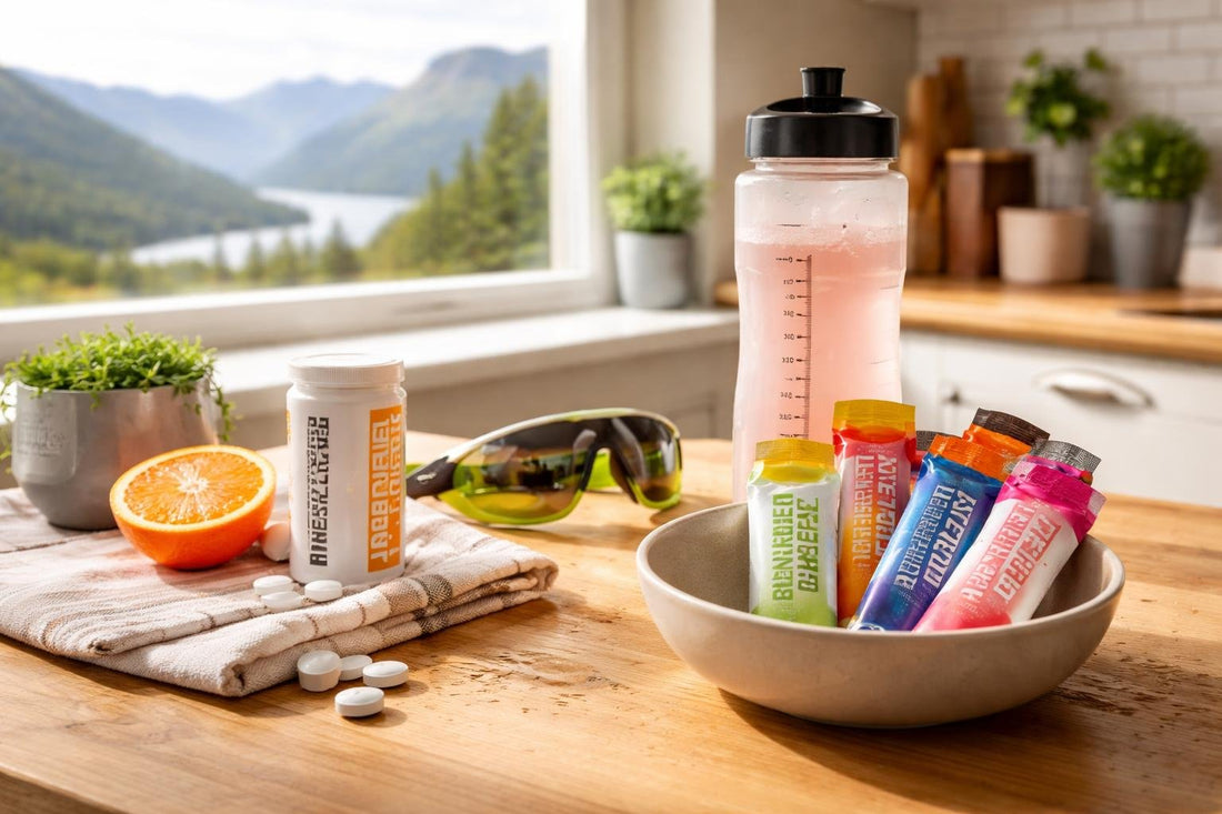 Endurance nutrition gels and electrolyte drink for Scottish training