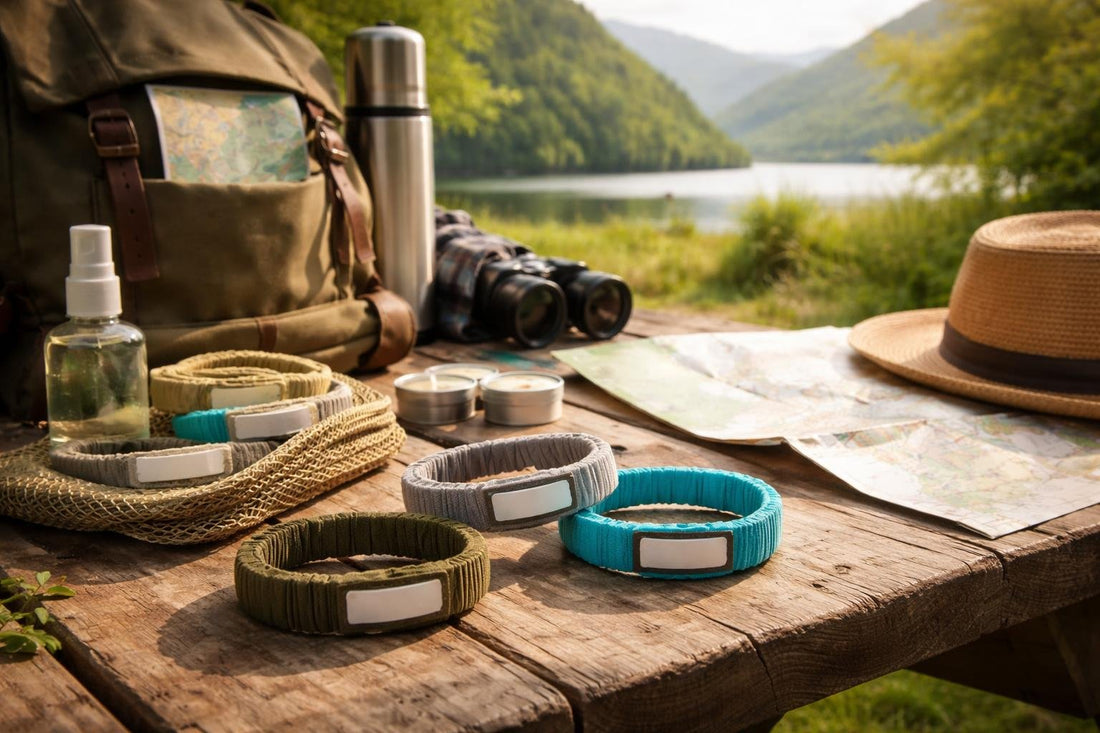 Repellent wristbands packed for Scotland summer camping walks