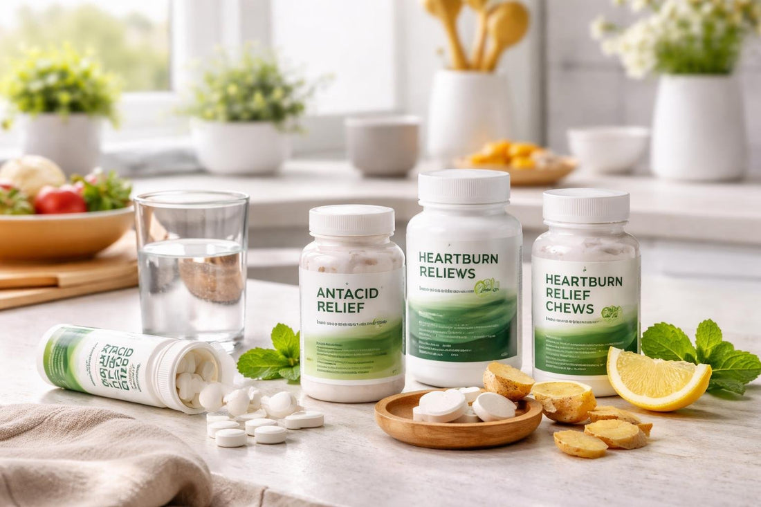 Antacid relief supplements for seasonal heartburn support