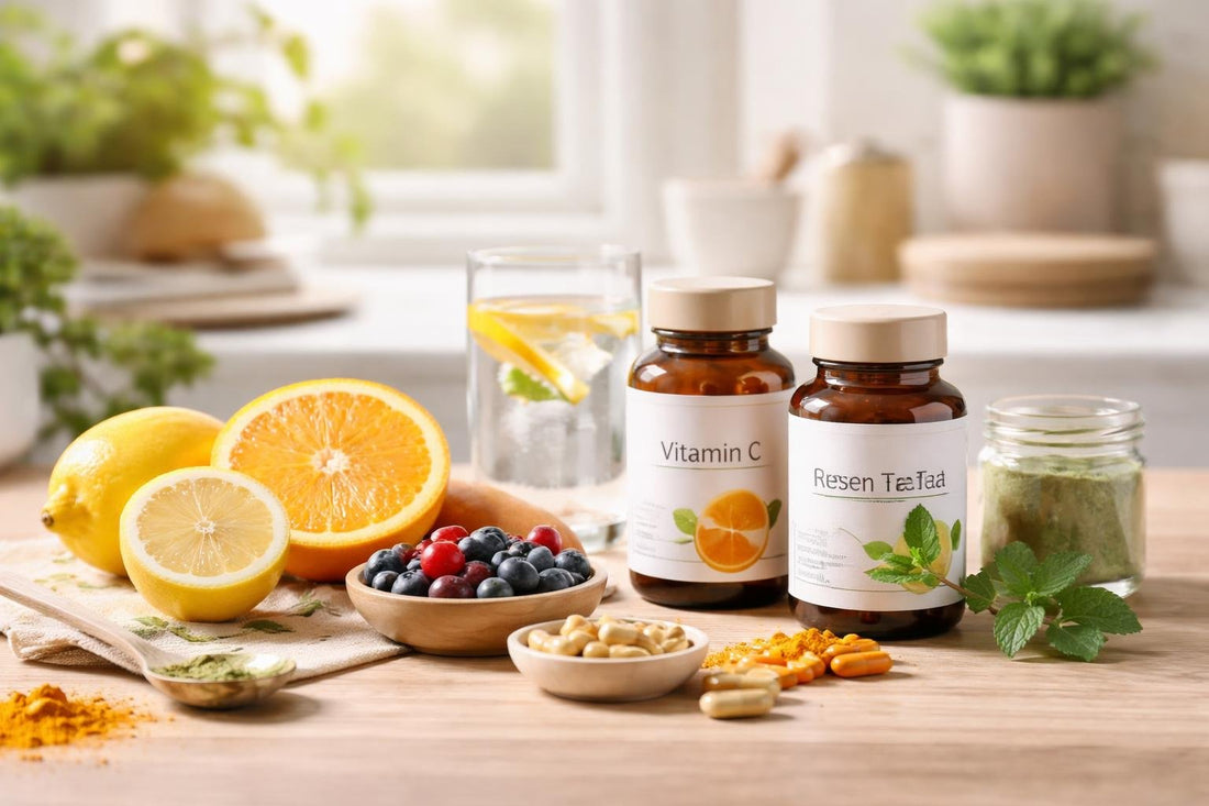 Seasonal antioxidant supplements with vitamin C and plant extracts