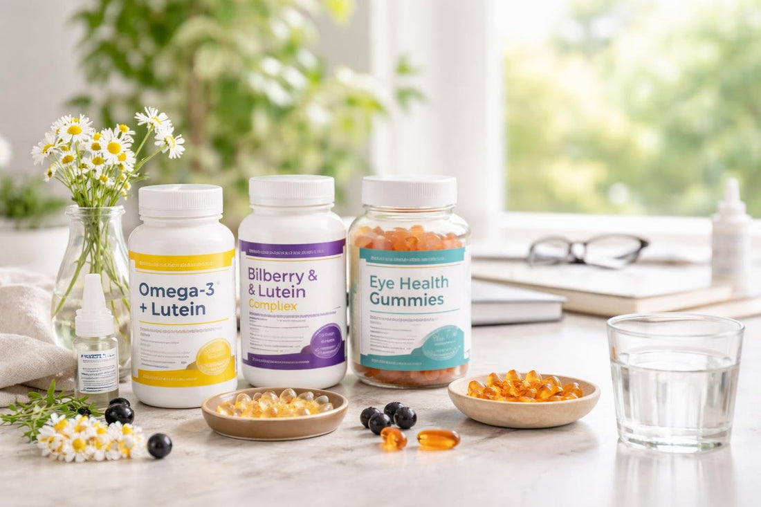 Seasonal everyday eye care supplements and soothing routine