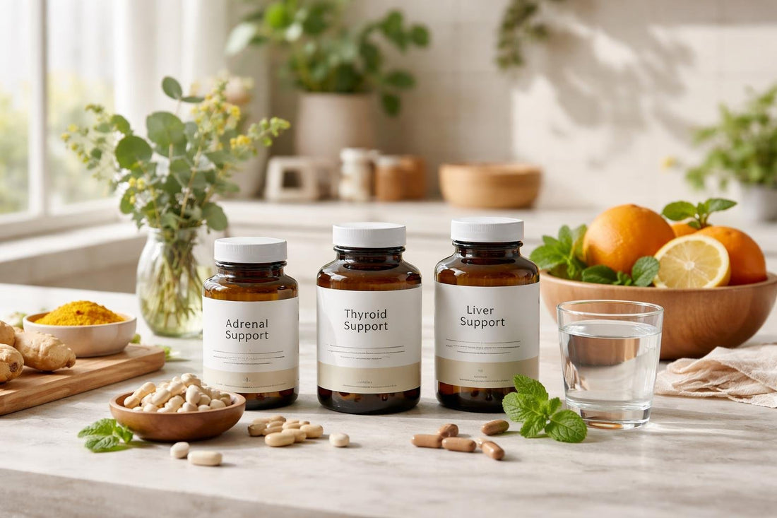 Glandular extract nutritional supplements arranged for seasonal wellness