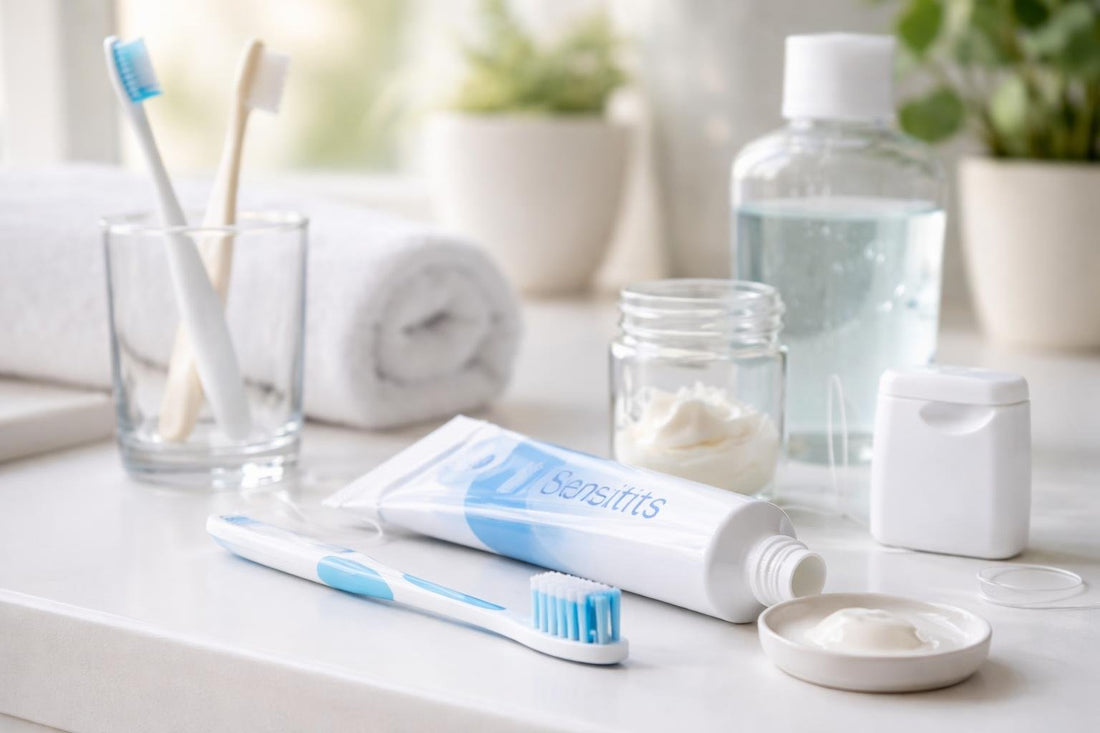 Toothbrush and desensitising toothpaste for sensitive teeth