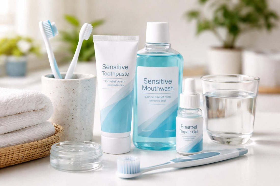 Dental sensitivity treatment collection products on display