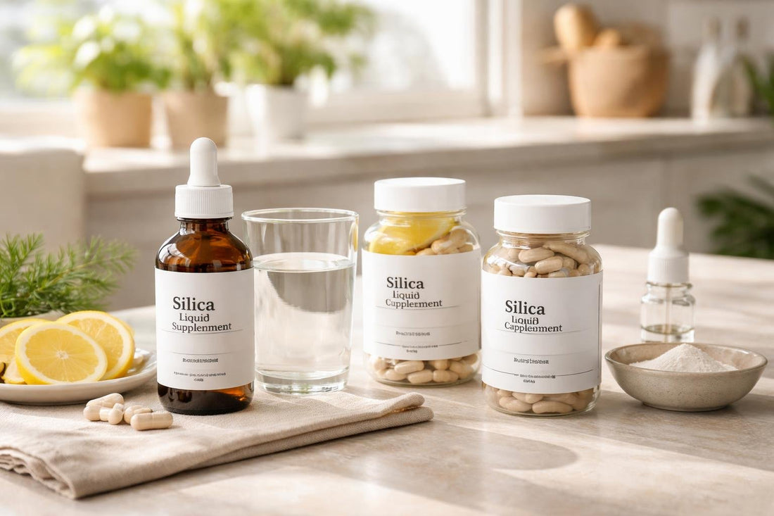 Silica mineral supplement with water in a daily routine