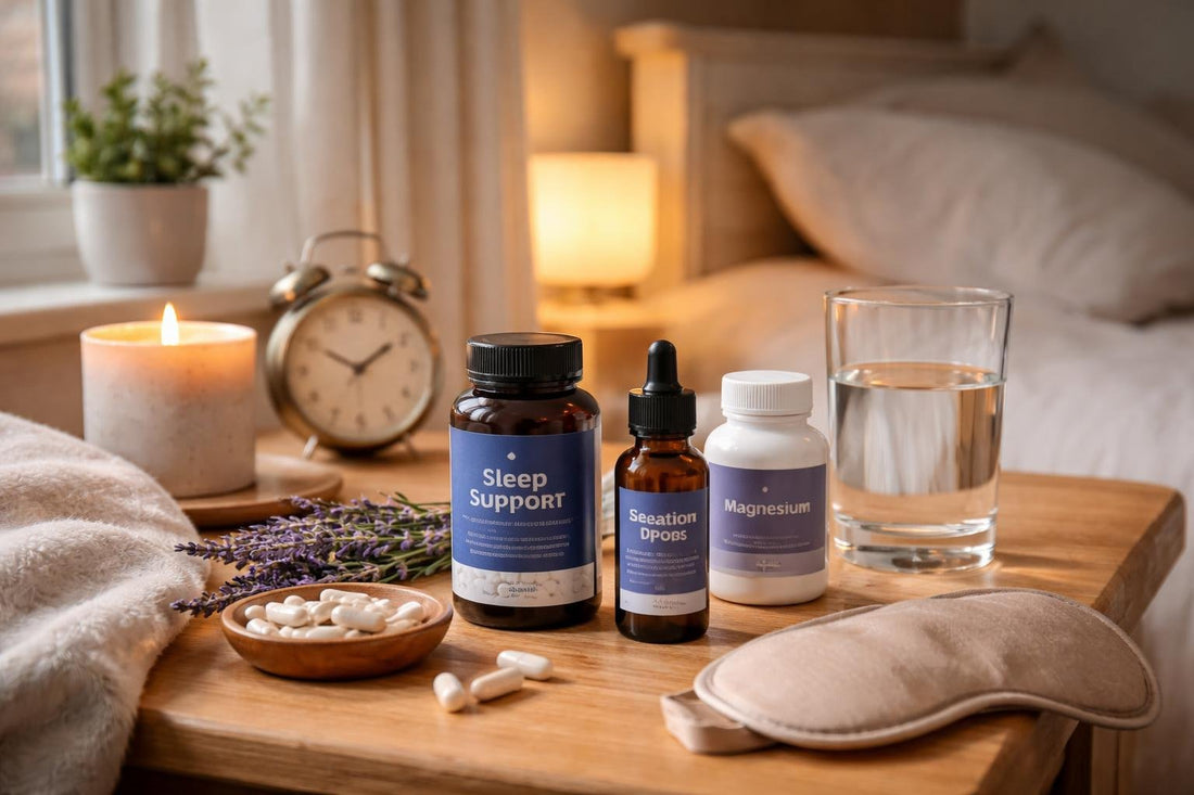 Sleep supplements and bedtime routine essentials in Yorkshire home
