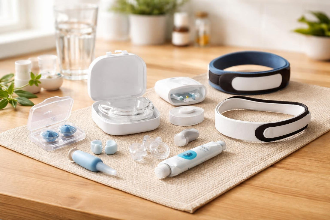 assortment of budget anti-snore devices and mouthpieces