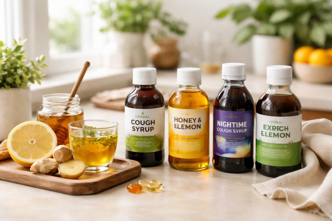 Selection of soothing cough syrups for seasonal throat comfort