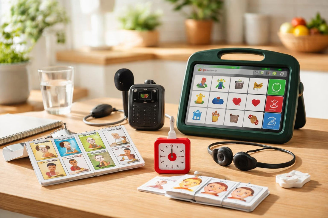 Affordable speech and communication support aids on a table